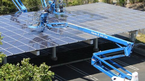 Solar panel array at Google's Mountain View headquarters campus