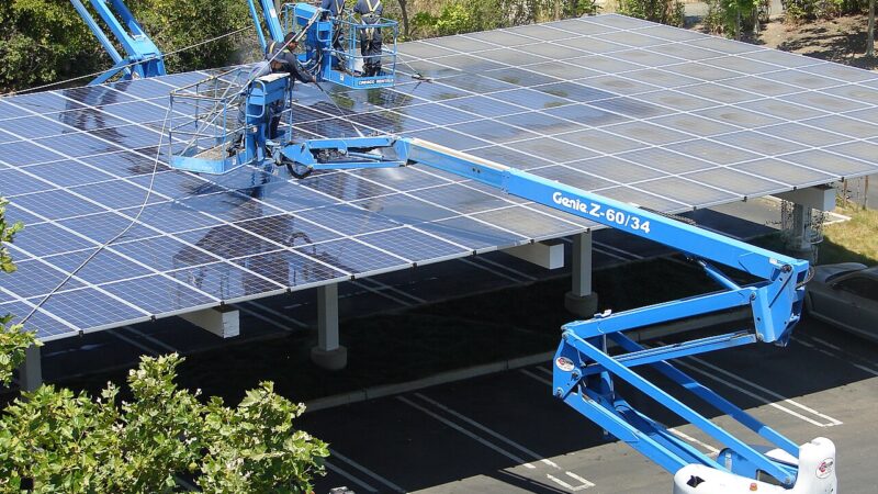 Solar panel array at Google's Mountain View headquarters campus