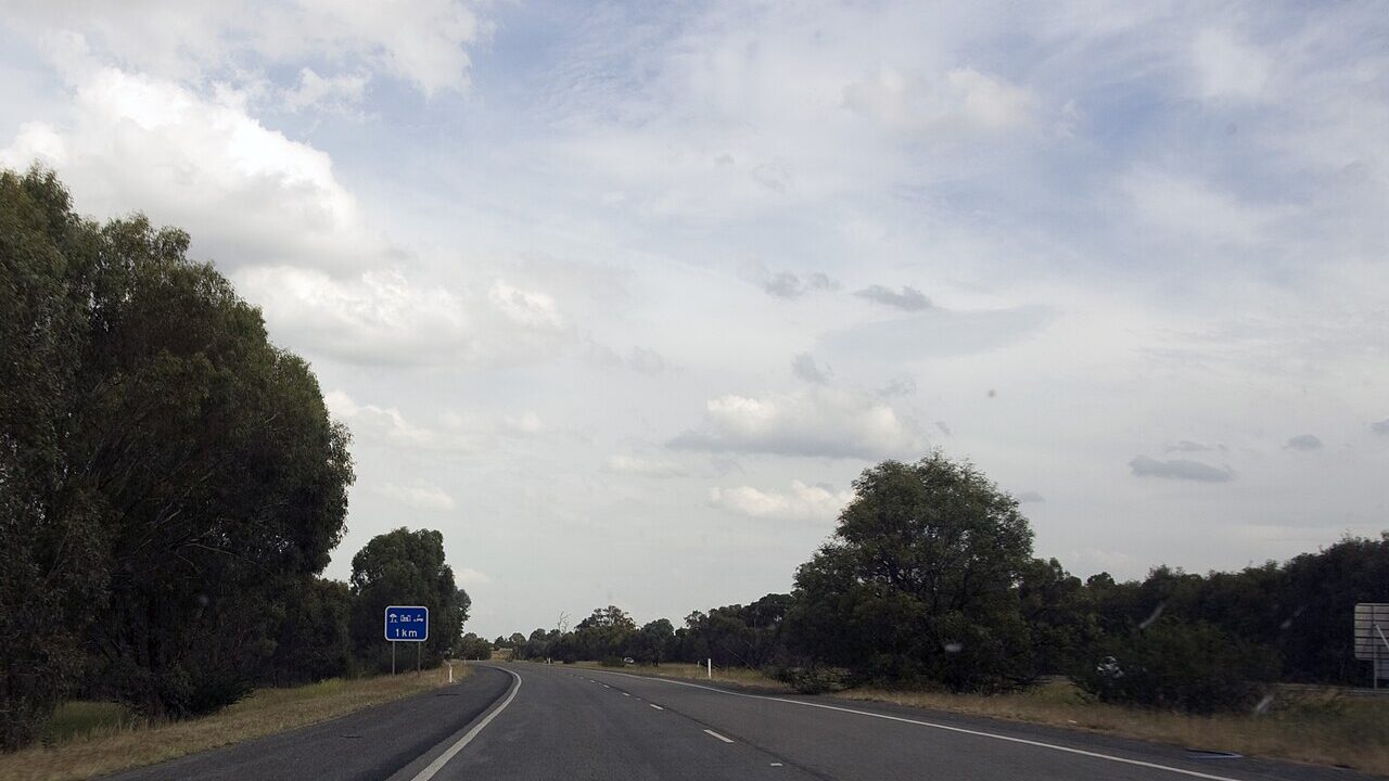 Rural road near Wangaratta in Victoria Australia