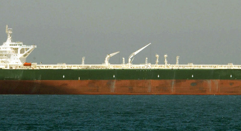 Oil supertanker at sea in daylight