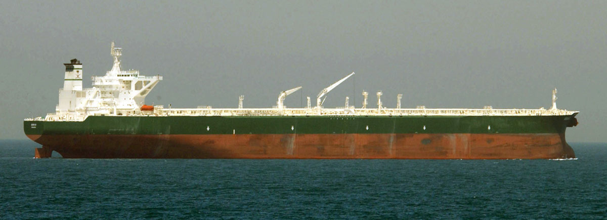 Oil supertanker at sea in daylight