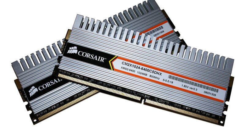 Corsair computer memory RAM modules close up